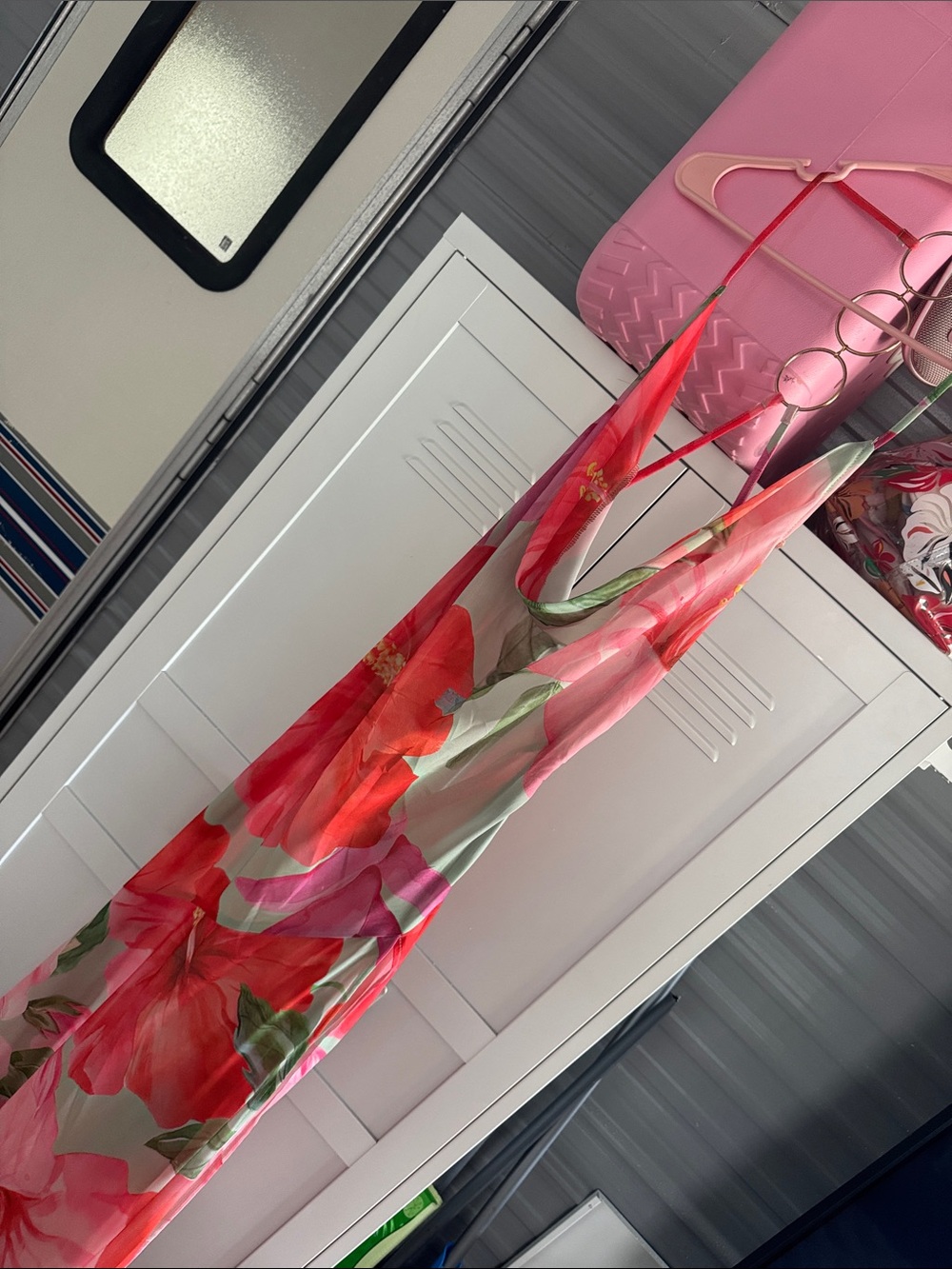 Fashion Nova Red & Pink Floral Maxi Dress